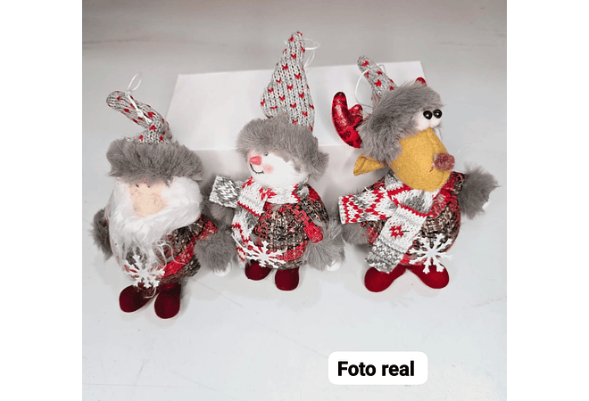 DOCENA/COLGANTES NAVIDEÑOS SANTA,RENO, O MUÑECO DE UNICEL MOD# 22862 ☃️🥶