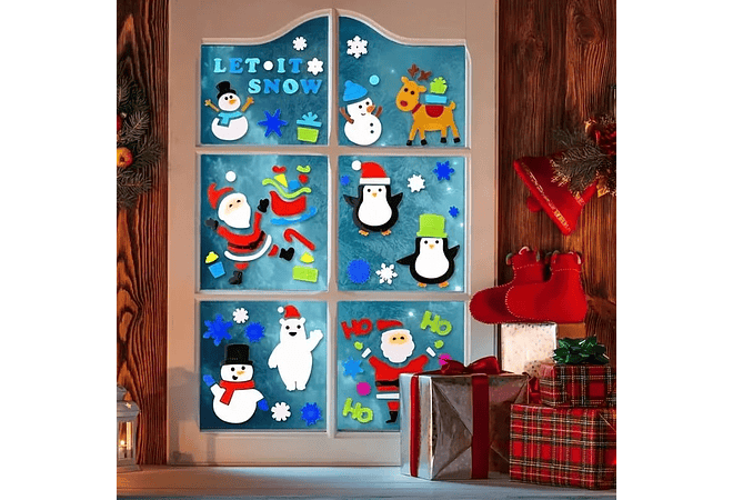 STICKER DE GEL DECORATIVO ARA VENTANAS Y SUPERFICIES (NAVIDEÑOS) MOD# HF1-12346🪟🧴