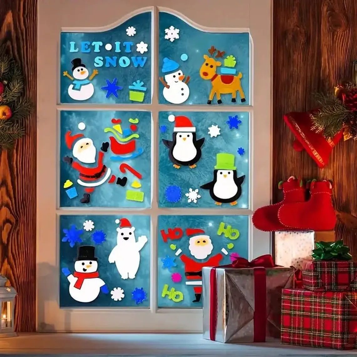 STICKER DE GEL DECORATIVO ARA VENTANAS Y SUPERFICIES (NAVIDEÑOS) MOD# HF1-12346🪟🧴 1
