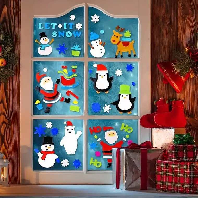 STICKER DE GEL DECORATIVO ARA VENTANAS Y SUPERFICIES (NAVIDEÑOS) MOD# HF1-12346🪟🧴 1