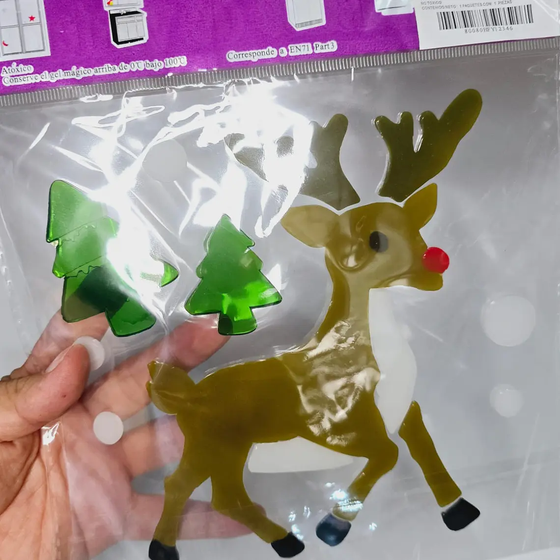 STICKER DE GEL DECORATIVO ARA VENTANAS Y SUPERFICIES (NAVIDEÑOS) MOD# HF1-12346🪟🧴 3