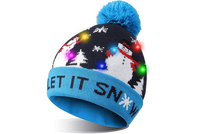 GORRO NAVIDEÑO CON LUZ LED Y POMPÓN MOD#🎅🏻
