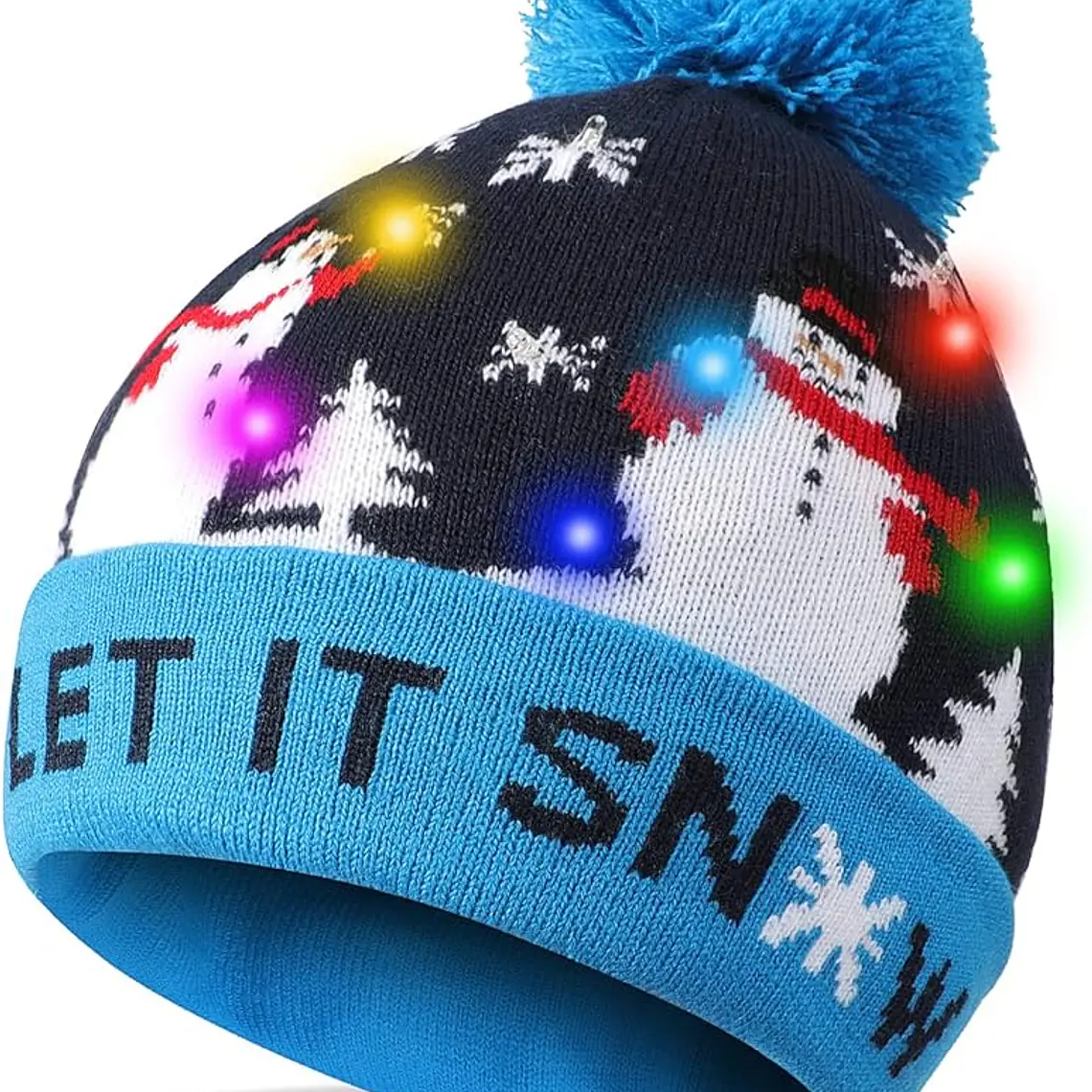GORRO NAVIDEÑO CON LUZ LED Y POMPÓN MOD#🎅🏻 6