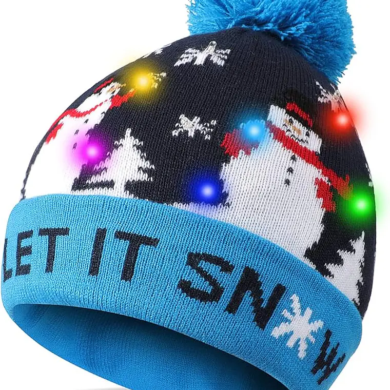 GORRO NAVIDEÑO CON LUZ LED Y POMPÓN MOD#🎅🏻 6