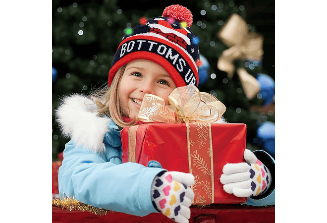 GORRO NAVIDEÑO CON LUZ LED Y POMPÓN MOD#🎅🏻