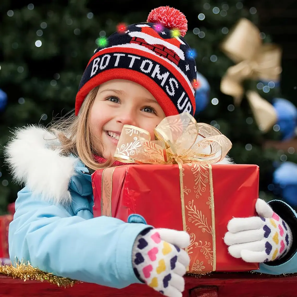 GORRO NAVIDEÑO CON LUZ LED Y POMPÓN MOD#🎅🏻 7