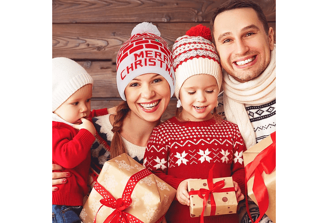 GORRO NAVIDEÑO CON LUZ LED Y POMPÓN MOD#🎅🏻