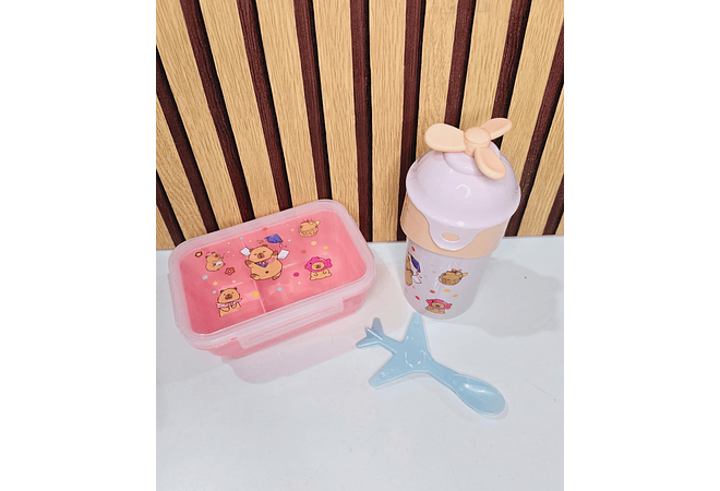 DUO TUPPER CON VASO DISEÑO CAPYBARA MOD# Y772-SXO