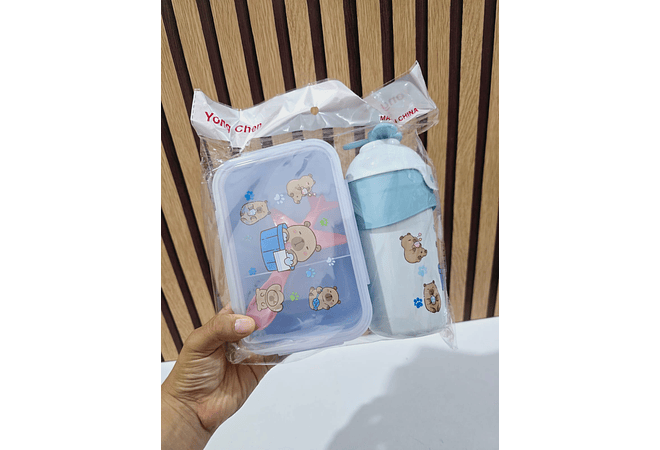 DUO TUPPER CON VASO DISEÑO CAPYBARA MOD# Y772-SXO