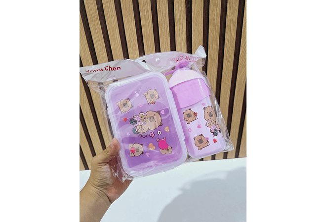 DUO TUPPER CON VASO DISEÑO CAPYBARA MOD# Y772-SXO