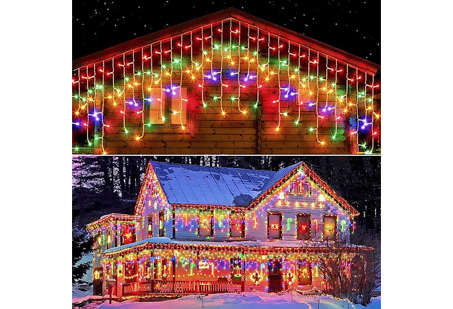 🎄15 MTS CASCADA DE LUCES NAVIDEÑAS CALIDA, COLOR O BLANCO (DAHAN)