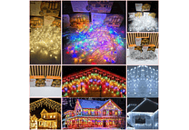 🎄15 MTS CASCADA DE LUCES NAVIDEÑAS CALIDA, COLOR O BLANCO (DAHAN) 700 FOQUITOS 