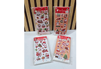 DOCENA DE 12 CARTONCITOS DE  CALCOMANIAS NAVIDEÑOS 3D 🥰☃️🎄