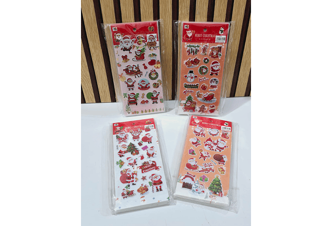 DOCENA DE 12 CARTONCITOS DE  CALCOMANIAS NAVIDEÑOS 3D 🥰☃️🎄