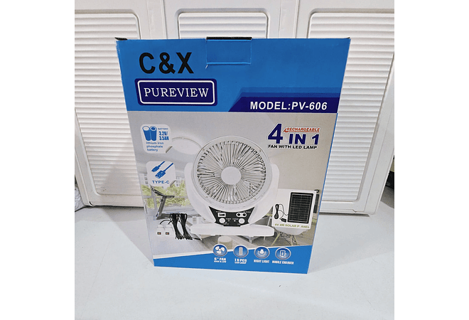 VENTILADOR SOLAR 4 EN 1 CAJITA AZUL MOD# TW77-40X4