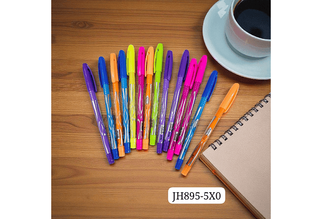 CAJITA CON 24 LAPICEROS DE COLORES/TINTA NEGRA SEMI GEL🖊️📝