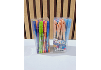 CAJITA CON 24 LAPICEROS DE COLORES/TINTA NEGRA SEMI GEL🖊️📝