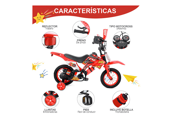 BICICLETA DISEÑO MOTO RODADA #12 MOD# 12157 🚲