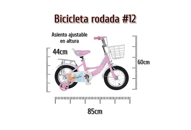 BICICLETA PARA NIÑA CON CANASTA Y PORTABULTO RODADA 12 MOD# 12147 👧🏽🚲