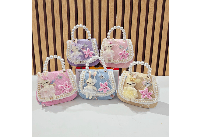 MINI BOLSITA PARA NIÑAS /PERLAS CONEJITO  🐇