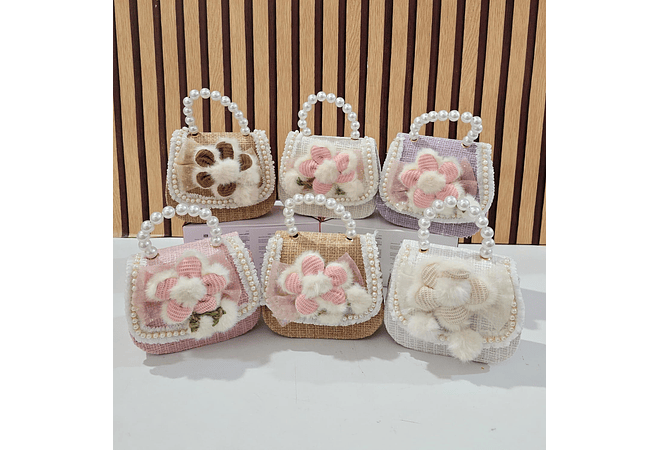 MINI BOLSITA PARA NIÑAS / PERLAS FLORECITAS