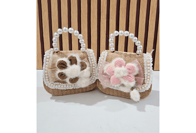 MINI BOLSITA PARA NIÑAS / PERLAS FLORECITAS