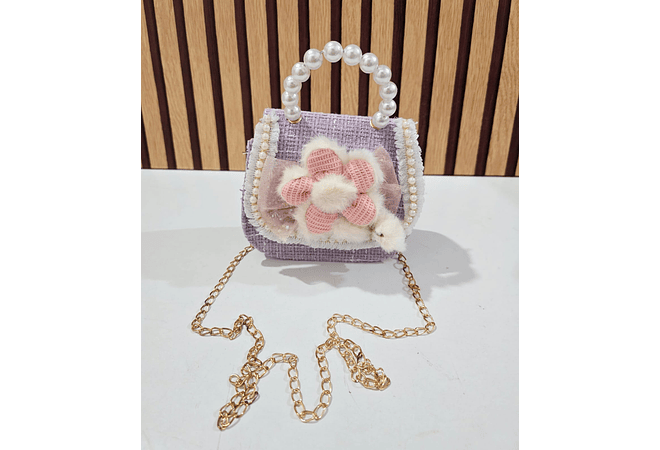 MINI BOLSITA PARA NIÑAS / PERLAS FLORECITAS