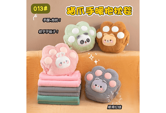 ALMOHADA CON FRAZADA DISEÑO GARRITA /ANIMALITOS MOD# 013🐾 