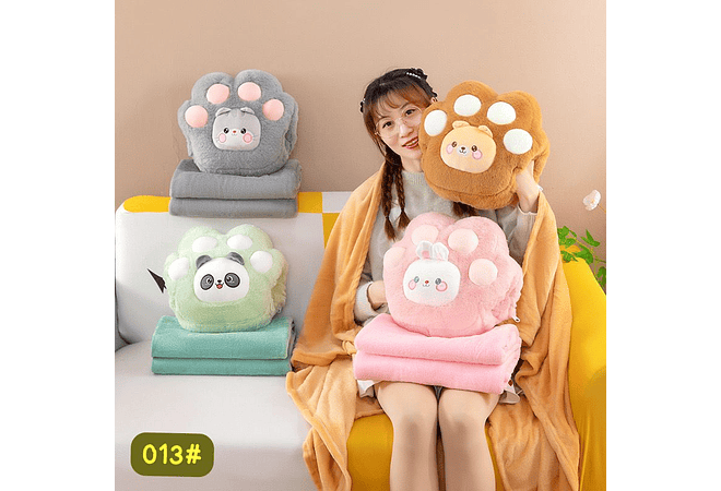 ALMOHADA CON FRAZADA DISEÑO GARRITA /ANIMALITOS MOD# 013🐾 