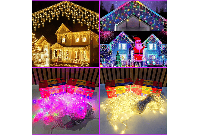 10 MTS CASCADA NAVIDEÑA DE COLORES O CÁLIDA (CON 500 FOQUITOS) ☃️🎄