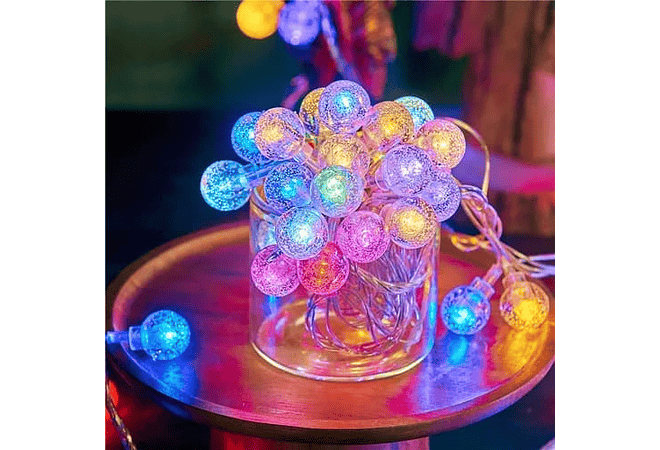 5 MTS SERIE NAVIDEÑAS DISEÑO ESFERITAS LUZ CALIDA O COLORES (CON 50 FOQUITOS)🌲