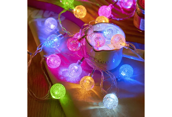 5 MTS SERIE NAVIDEÑAS DISEÑO ESFERITAS LUZ CALIDA O COLORES (CON 50 FOQUITOS)🌲