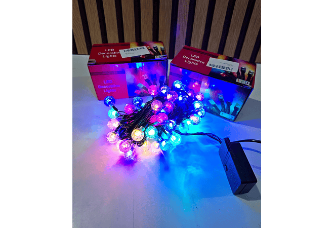 5 MTS SERIE NAVIDEÑAS DISEÑO ESFERITAS LUZ CALIDA O COLORES (CON 50 FOQUITOS)🌲