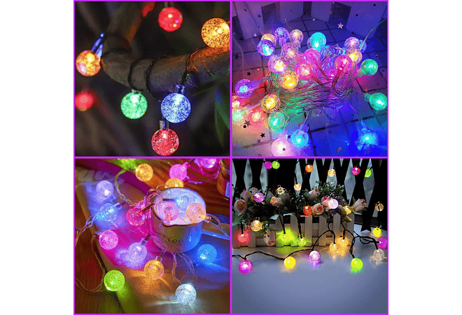 5 MTS SERIE NAVIDEÑAS DISEÑO ESFERITAS LUZ CALIDA O COLORES (CON 50 FOQUITOS)🌲