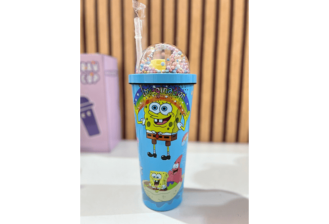 VASO TÉRMICO DISEÑO BOB ESPONJA (700ML) CON LUZ LED MOD# 25-termo-127