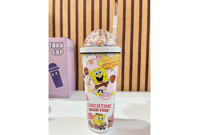 VASO TÉRMICO DISEÑO BOB ESPONJA (700ML) CON LUZ LED MOD# 25-termo-127