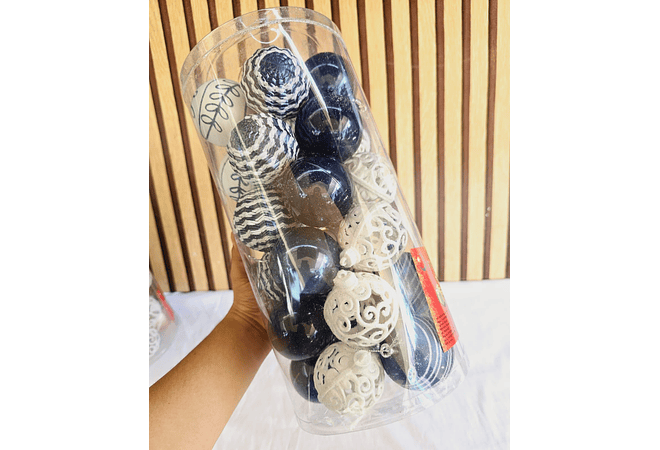 BOTE CON 30 ESFERAS NAVIDEÑAS MOD# TS-60LXD-30BL Y TS-60LXD-30BAMM