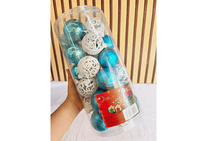 BOTE CON 30 ESFERAS NAVIDEÑAS MOD# TS-60LXD-30BL Y TS-60LXD-30BAMM