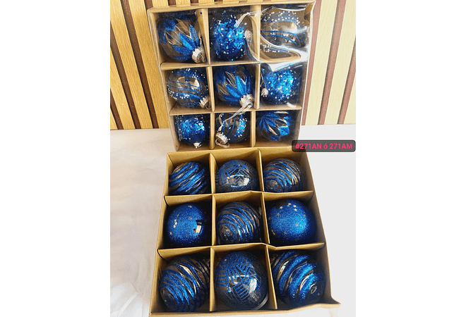 CAJA CON 9 ESFERAS NAVIDEÑAS MODELOS # SD129-27IAO (SD129-27IAN O SD129-27IAM)