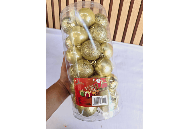 BOTE CON 30 ESFERAS NAVIDEÑAS VARIOS MODELOS