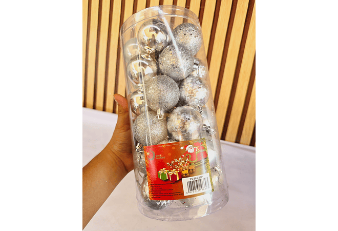 BOTE CON 30 ESFERAS NAVIDEÑAS VARIOS MODELOS