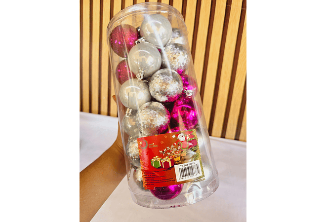 BOTE CON 30 ESFERAS NAVIDEÑAS VARIOS MODELOS