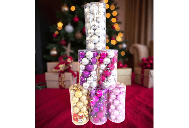 BOTE CON 30 ESFERAS NAVIDEÑAS VARIOS MODELOS