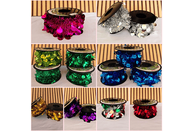 20 MTS ROLLO DE ESCARCHA VARIOS COLORES  Y MODELOS🎄🥳🎅🏻✨