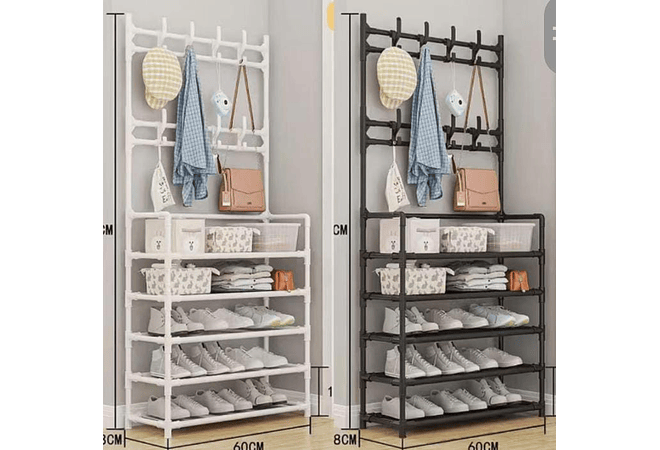 PERCHERO CON GANCHOS Y ESPACIO PARA ZAPATOS 3 EN 1 MOD#ZPT5