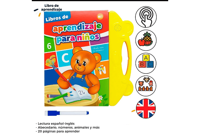 LIBRO DIDÁCTICO DE APRENDIZAJE PARA NIÑOS (CON SONIDO) MOD# QD-5037 📗