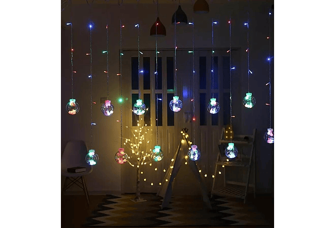 3 MTS CASCADA DE ESFERAS GRANDES COLORES O CÁLIDA MODEL #CLDT-03C O CLDT-03N