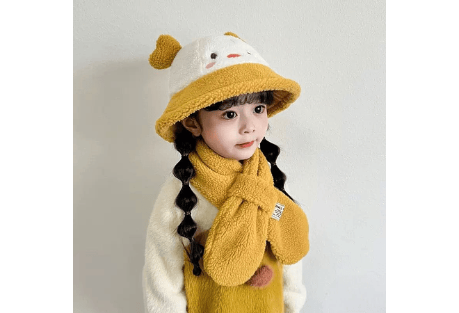 SOMBRERITO CON BUFANDA PARA NIÑOS 3D ANIMALITOS MOD# 711