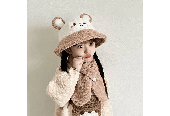 SOMBRERITO CON BUFANDA PARA NIÑOS 3D ANIMALITOS MOD# 711