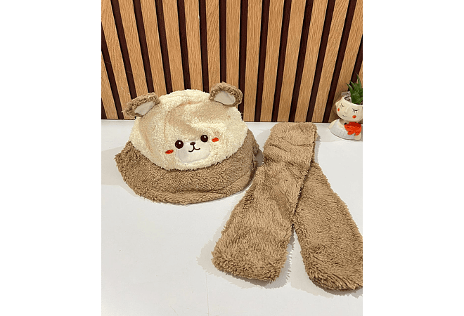 SOMBRERITO CON BUFANDA PARA NIÑOS 3D ANIMALITOS MOD# 711